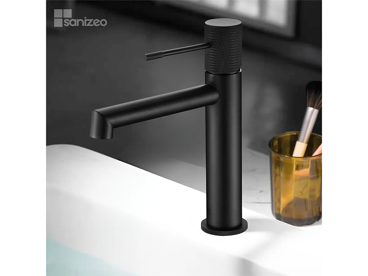 Mitigeur Lavabo Salle de Bain noir mat – Bec Bas Anti-Calcaire – Design moderne - LINE IMEX