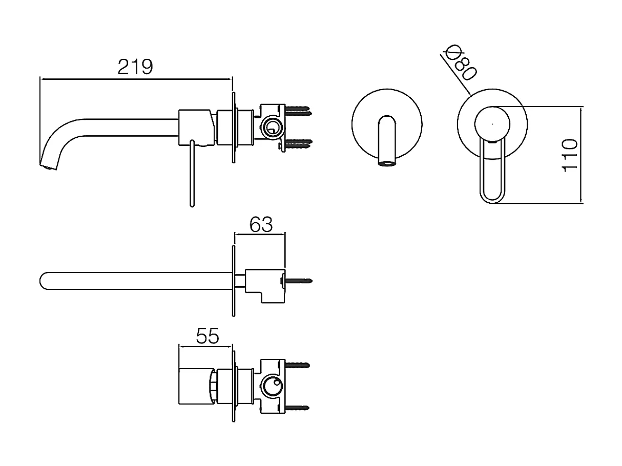Mitigeur Lavabo Encastré Salle de Bain acier inoxydable – Anti-Calcaire – Design moderne - ETNA IMEX