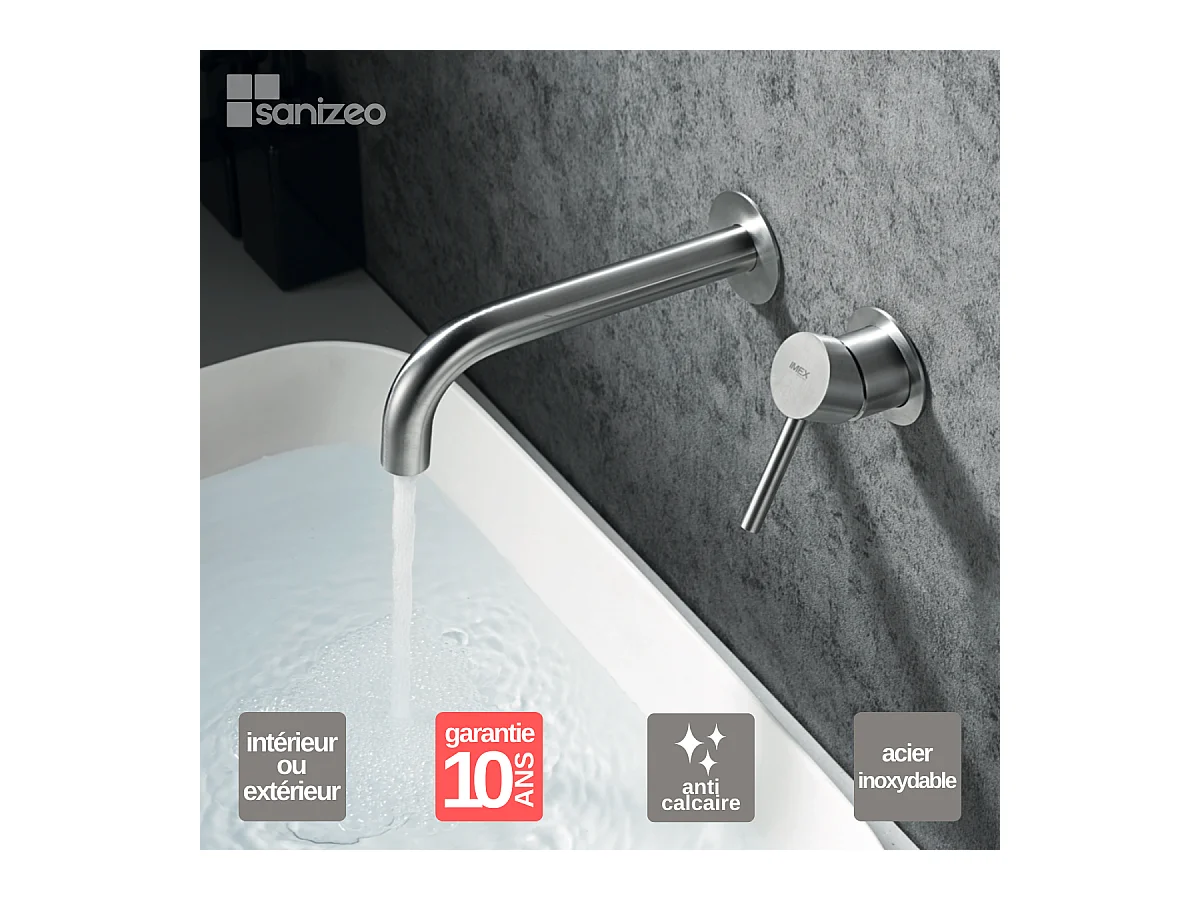 Robinet Mitgeur de Lavabo Encastré en Acier Inoxydable Intérieur / Extérieur IMEX MOSCU GLT023/AC