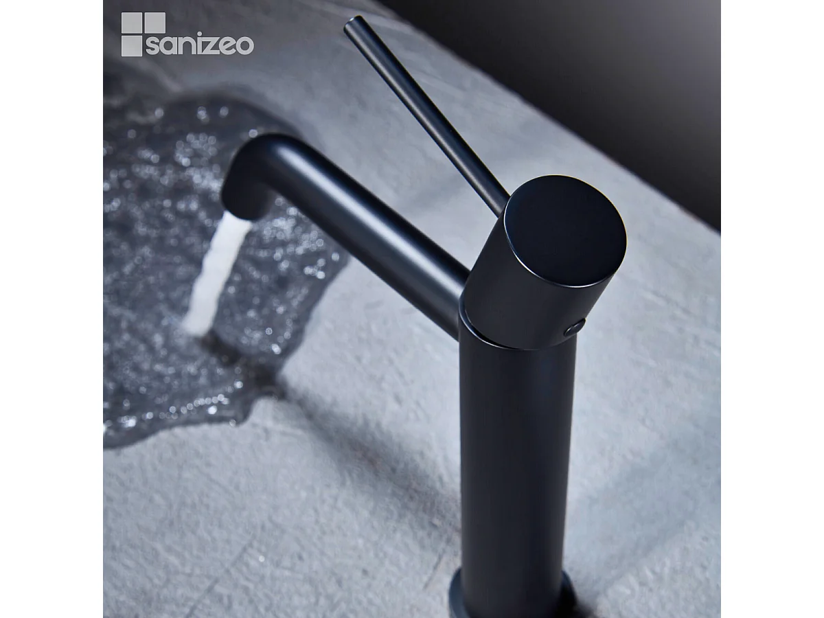 Robinet Mitigeur de Lavabo Anti-Calcaire Bec Bas Noir Mat IMEX MONZA BDM039-1NG