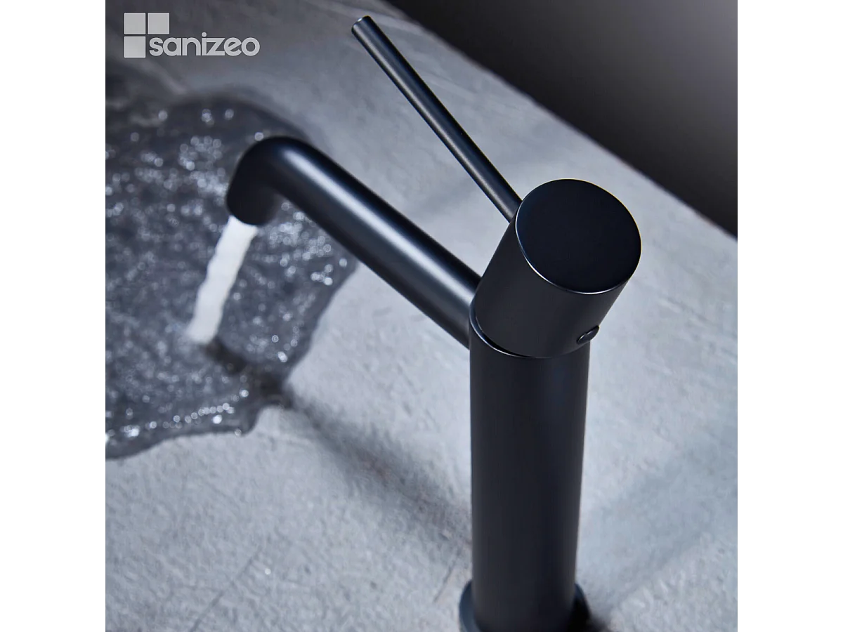 Robinet Mitigeur de Lavabo Anti-Calcaire Bec Bas Noir Mat IMEX MONZA BDM039-1NG