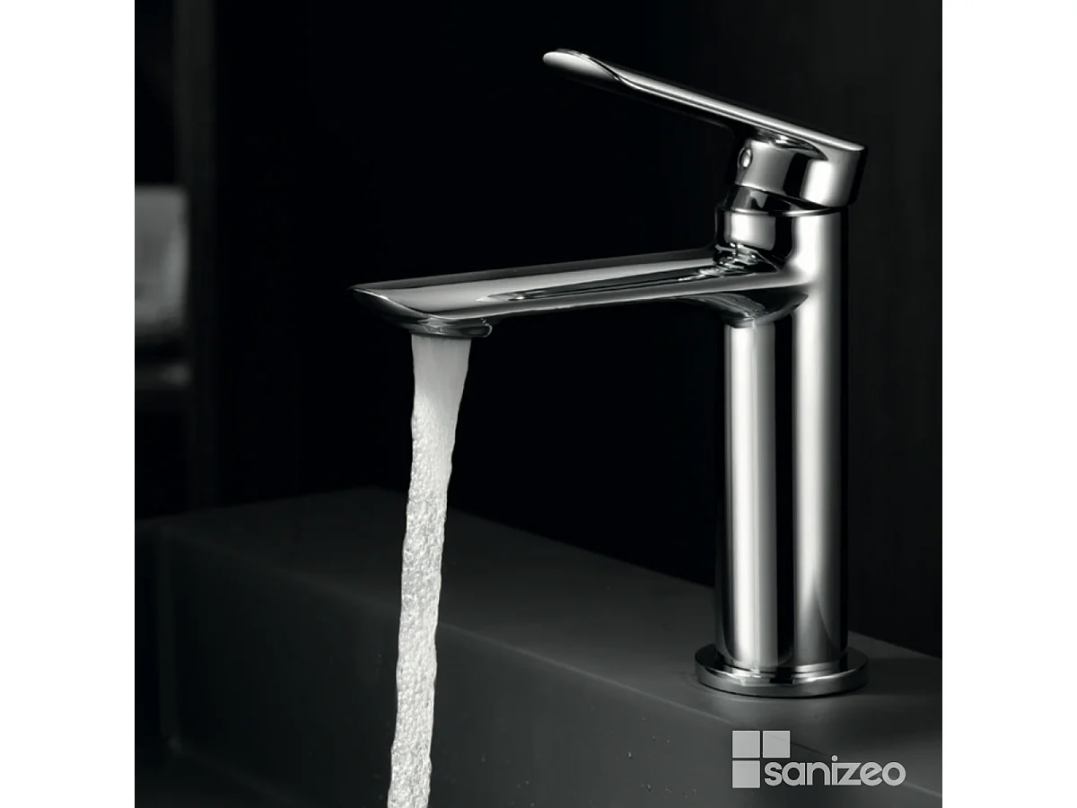 Mitigeur Lavabo Salle de Bain chromé – Bec Bas Anti-Calcaire – Design moderne - URAL IMEX