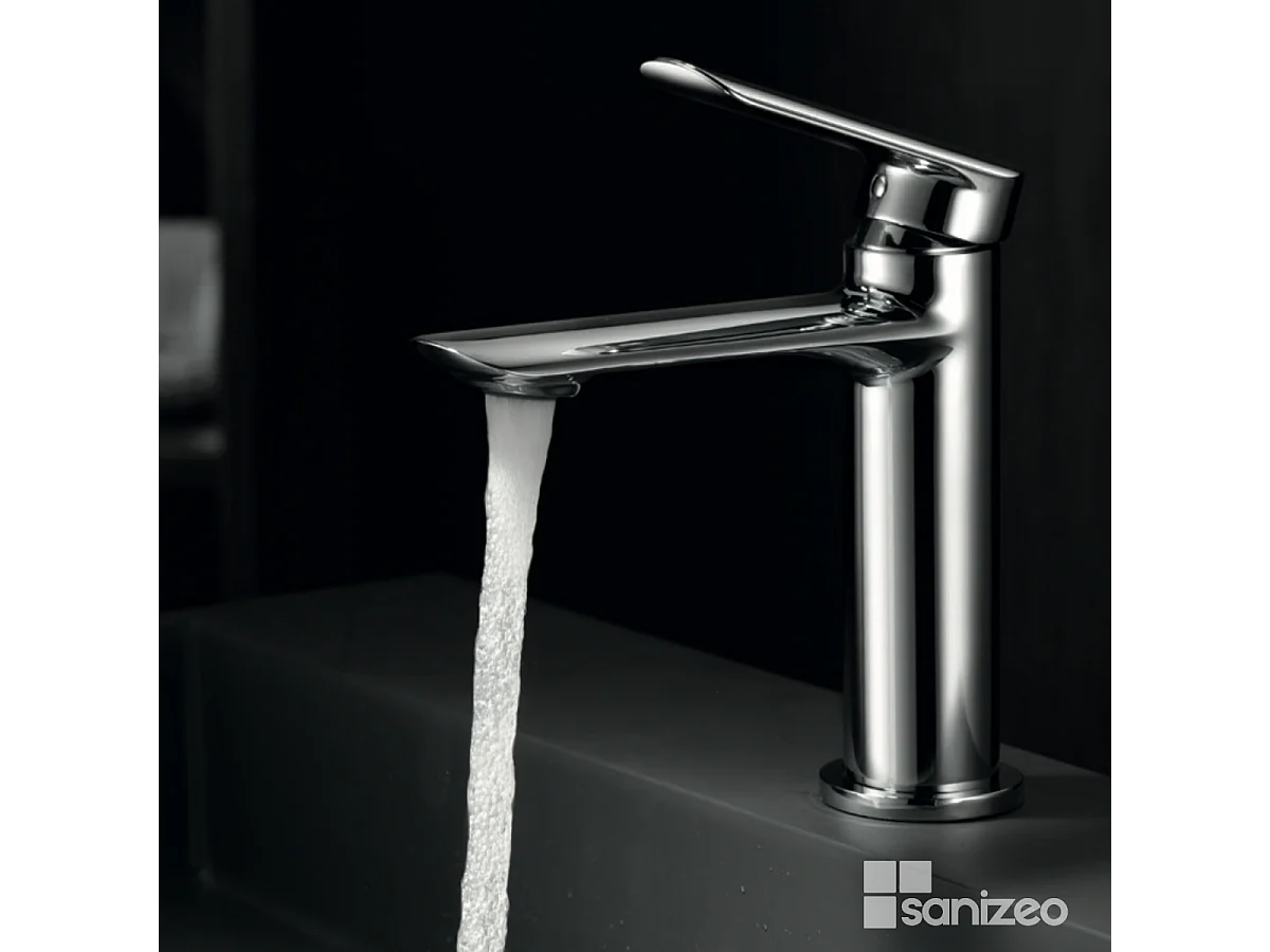 Mitigeur Lavabo Salle de Bain chromé – Bec Bas Anti-Calcaire – Design moderne - URAL IMEX