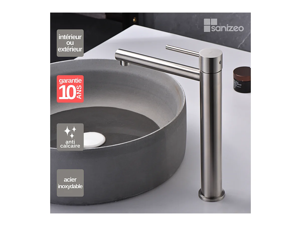Robinet Mitgeur de Lavabo Bec Haut en Acier Inoxydable Intérieur / Extérieur IMEX MOSCU BDK034-3