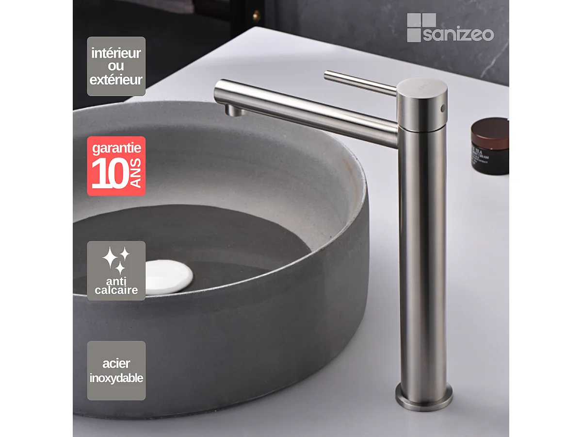 Robinet Mitgeur de Lavabo Bec Haut en Acier Inoxydable Intérieur / Extérieur IMEX MOSCU BDK034-3