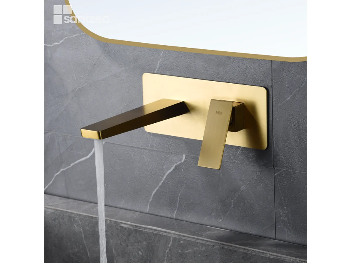 Mitigeur Lavabo Encastré Salle de Bain OR BROSSÉ – Anti-Calcaire – Design moderne - PISA IMEX