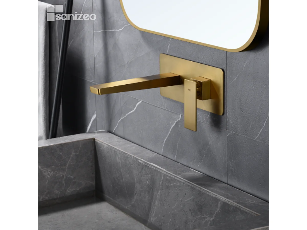 Mitigeur Lavabo Encastré Salle de Bain OR BROSSÉ – Anti-Calcaire – Design moderne - PISA IMEX