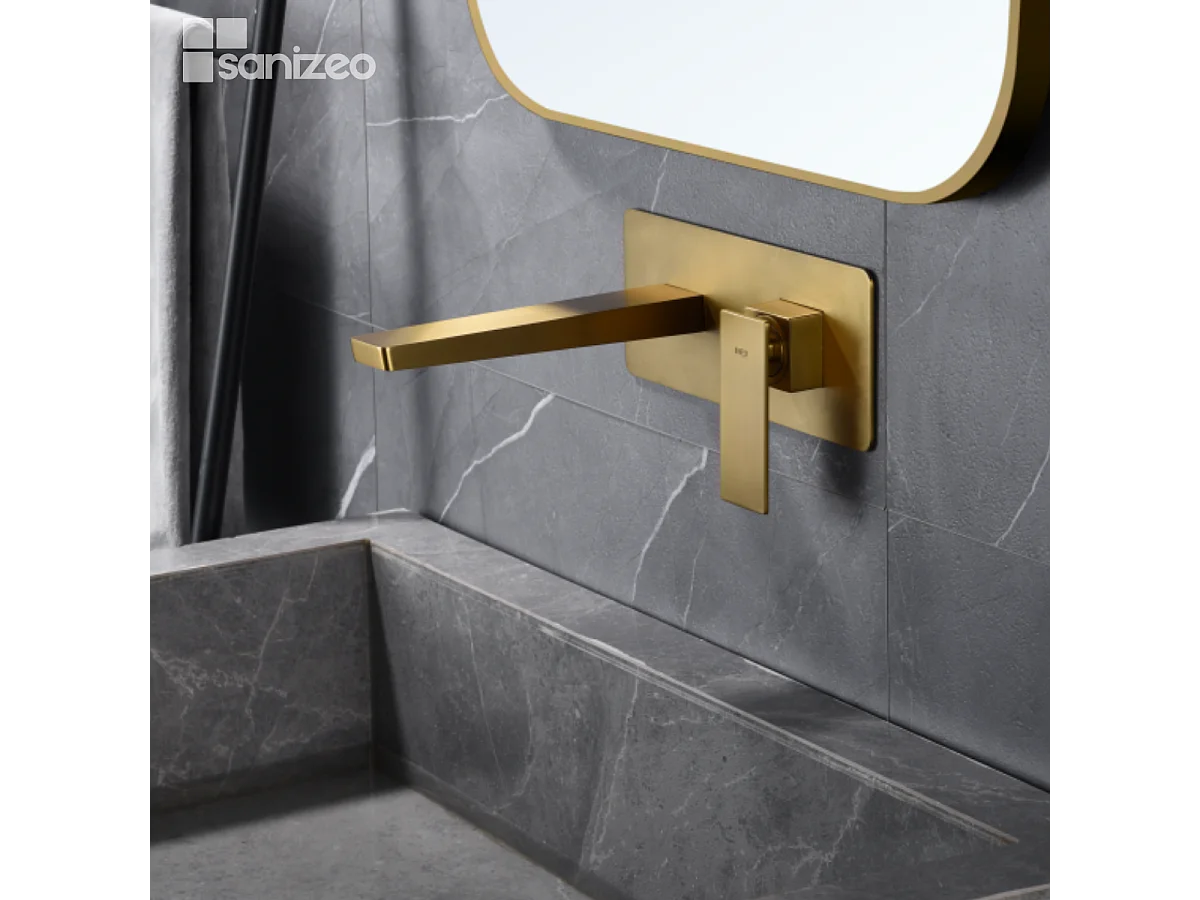 Mitigeur Lavabo Encastré Salle de Bain OR BROSSÉ – Anti-Calcaire – Design moderne - PISA IMEX
