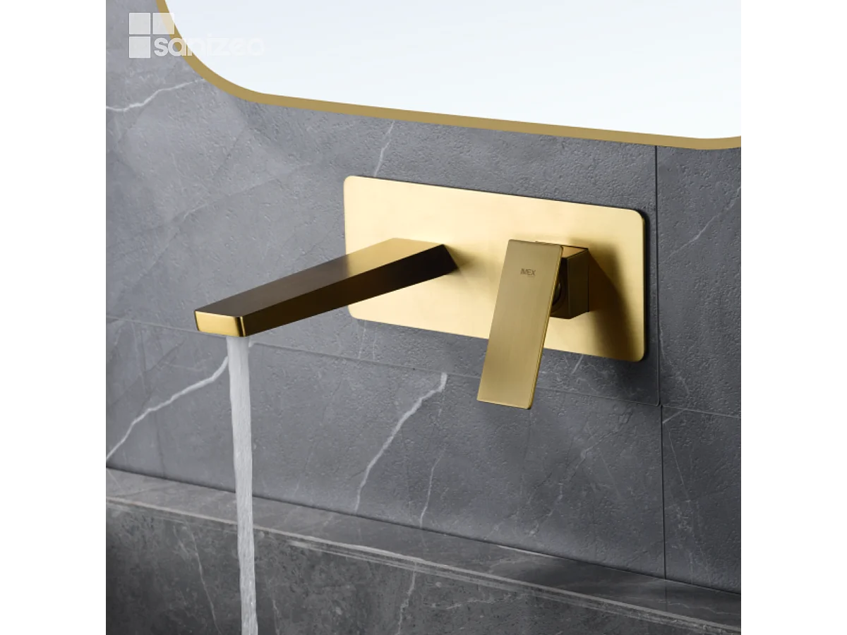 Mitigeur Lavabo Encastré Salle de Bain OR BROSSÉ – Anti-Calcaire – Design moderne - PISA IMEX