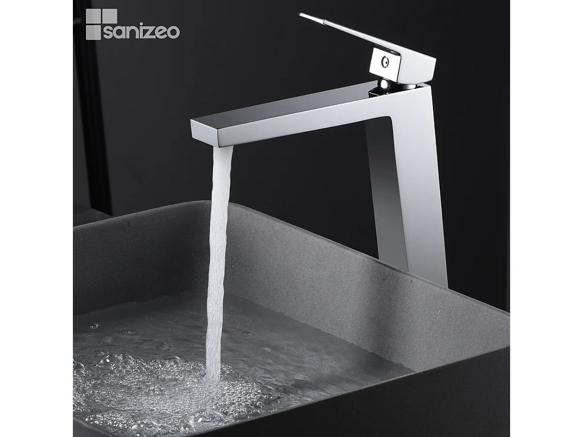 Mitigeur Lavabo Salle de Bain chromé – Bec Haut Anti-Calcaire – Design moderne - ART IMEX