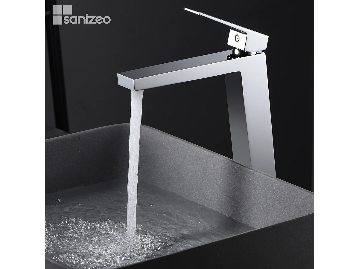 Mitigeur Lavabo Salle de Bain chromé – Bec Haut Anti-Calcaire – Design moderne - ART IMEX