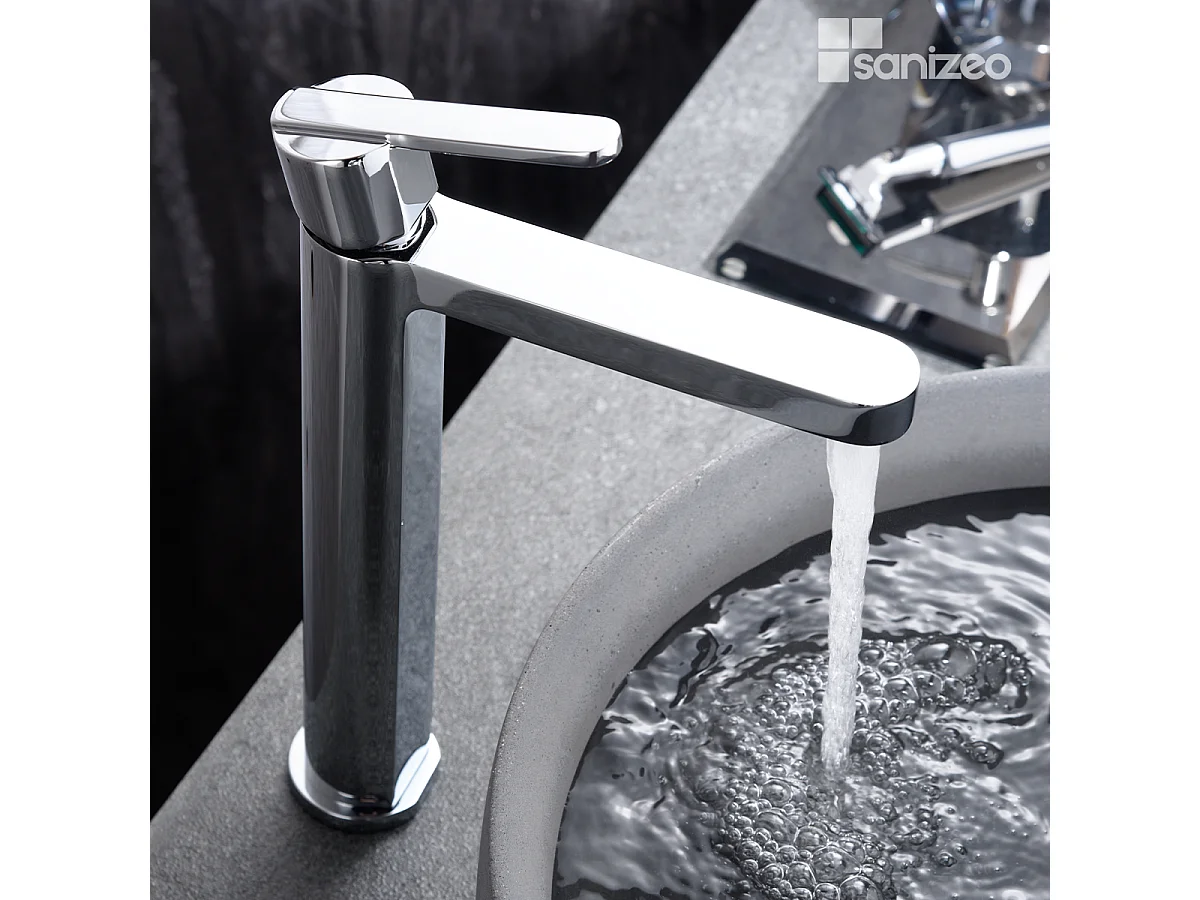 Mitigeur Lavabo Salle de Bain chromé – Bec Haut Anti-Calcaire – Design moderne - ROMA IMEX