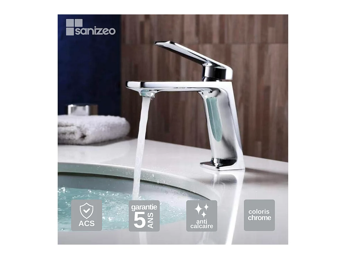 Robinet Mitigeur de Lavabo Anti-Calcaire Bec Bas Chrome IMEX FIYI BDF016-1