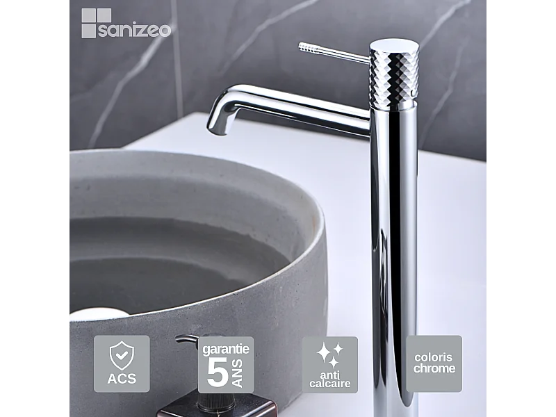Mitigeur Lavabo Salle de Bain chromé – Bec Haut Anti-Calcaire – Design moderne - GENOVA IMEX