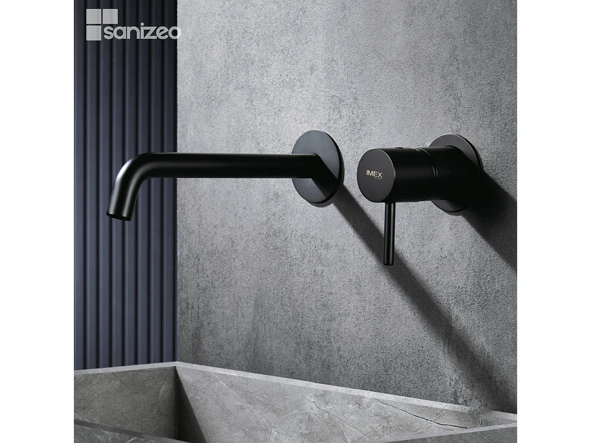 Robinet Mitigeur de Lavabo Encastré Anti-Calcaire Noir Mat IMEX MONZA GLM039/NG