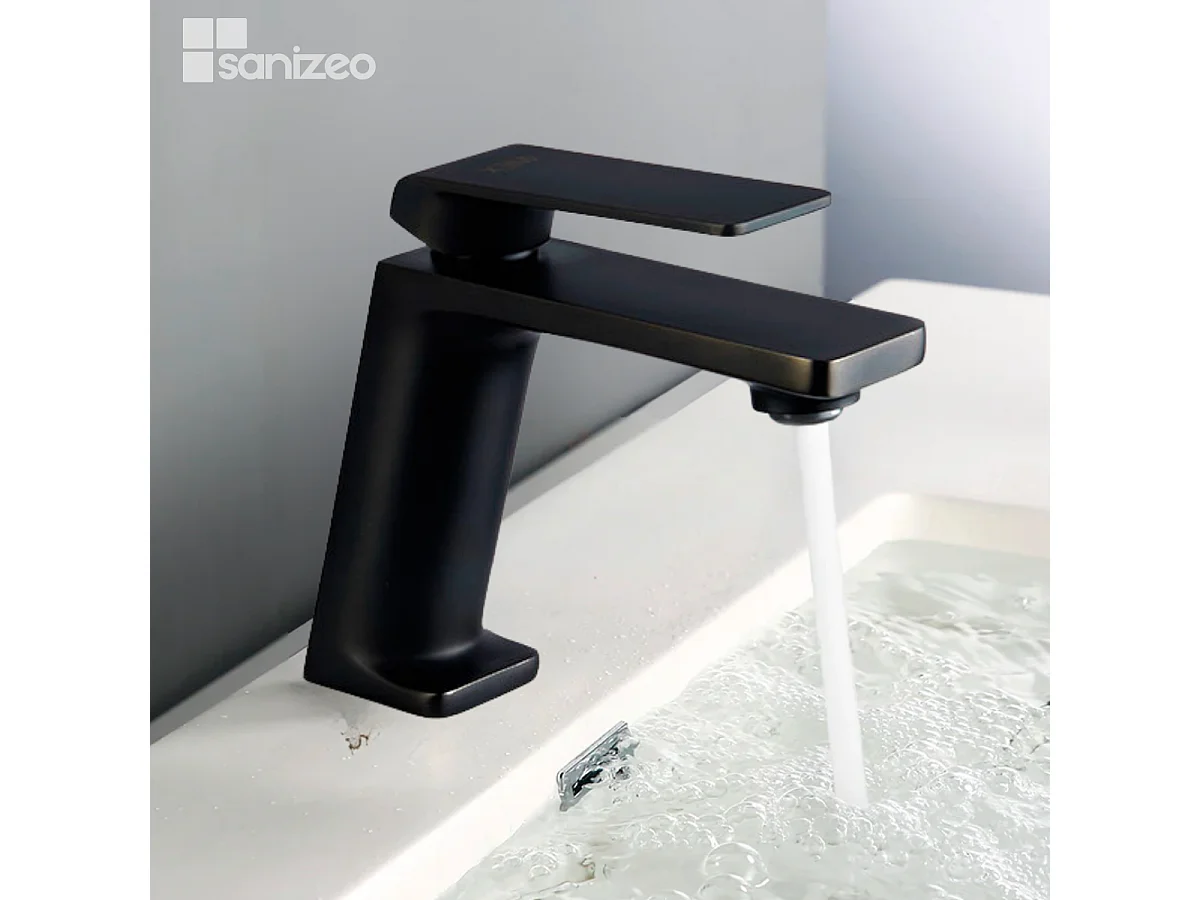 Mitigeur Lavabo Salle de Bain noir mat – Bec Bas Anti-Calcaire – Design Moderne - FIYI IMEX