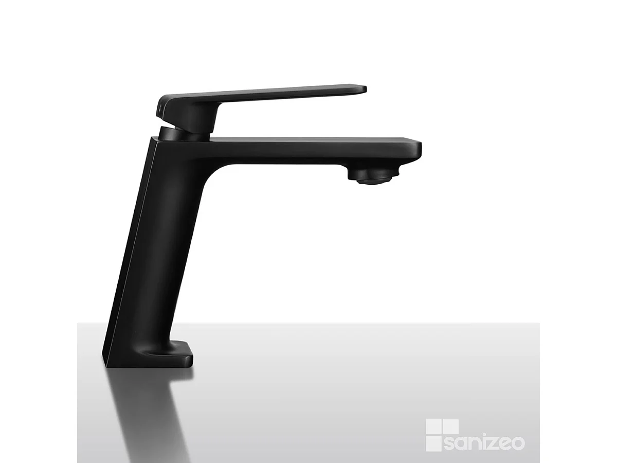 Mitigeur Lavabo Salle de Bain noir mat – Bec Bas Anti-Calcaire – Design Moderne - FIYI IMEX