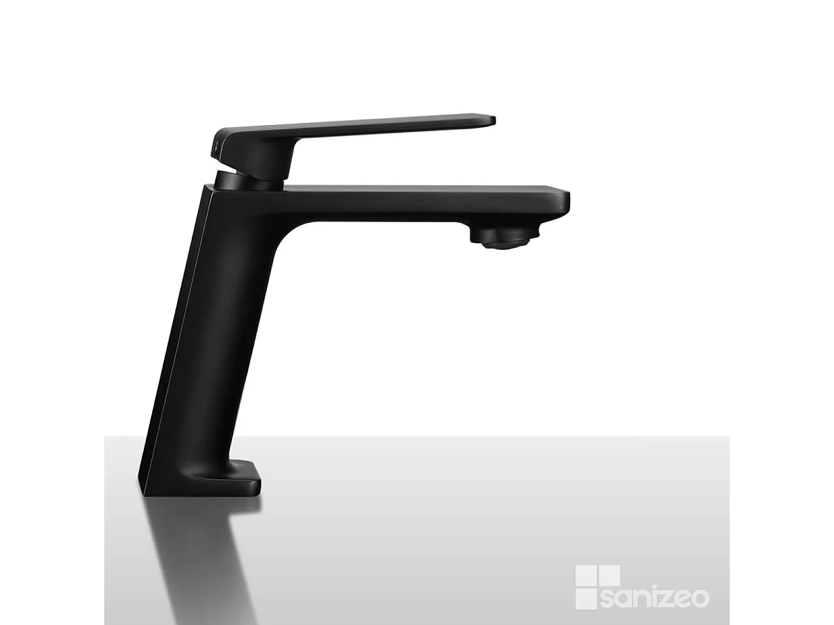 Mitigeur Lavabo Salle de Bain noir mat – Bec Bas Anti-Calcaire – Design Moderne - FIYI IMEX