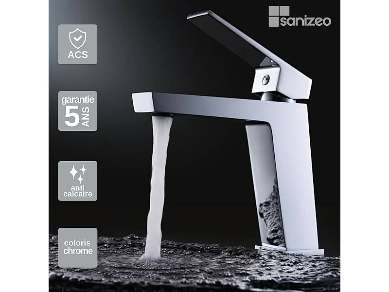 Mitigeur Lavabo Salle de Bain chromé – Bec Bas Anti-Calcaire – Design moderne - ART IMEX