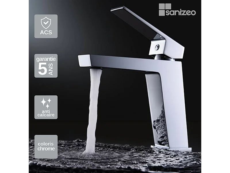 Mitigeur Lavabo Salle de Bain chromé – Bec Bas Anti-Calcaire – Design moderne - ART IMEX