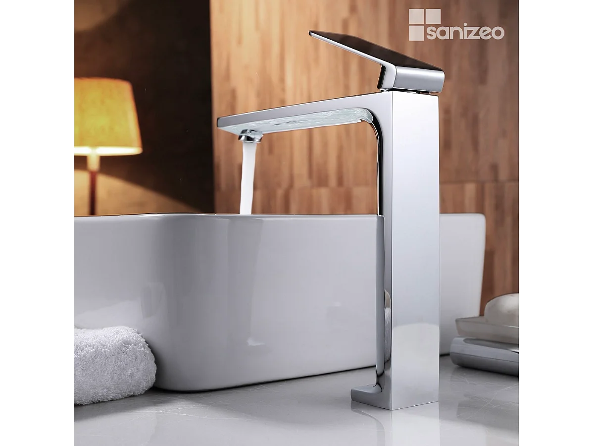 Mitigeur Lavabo Salle de Bain chromé – Bec Haut Anti-Calcaire – Design moderne - FIYI IMEX