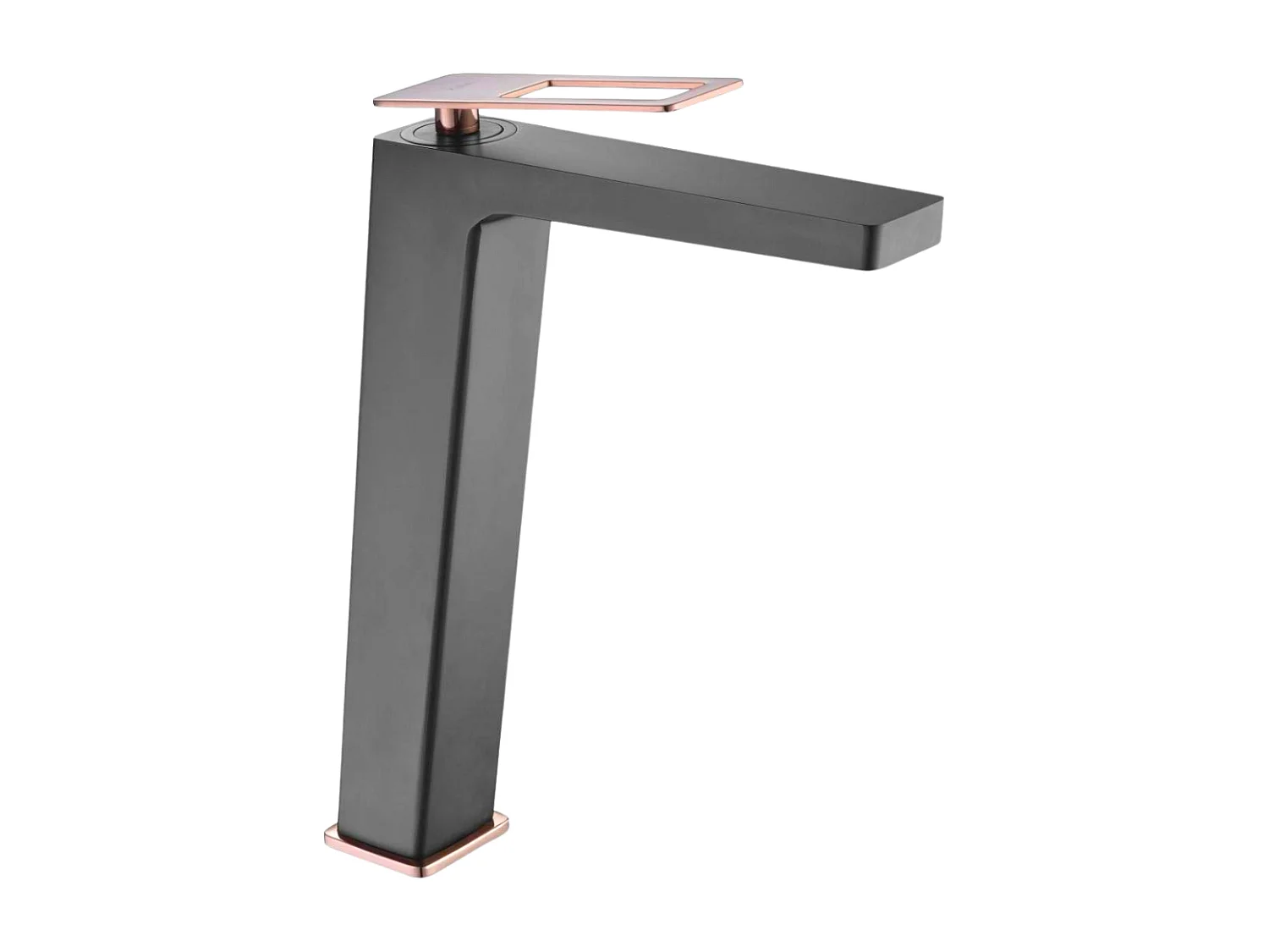 Mitigeur Lavabo Salle de Bain noir/or rose – Bec Haut Anti-Calcaire – Design Moderne - SUECIA IMEX