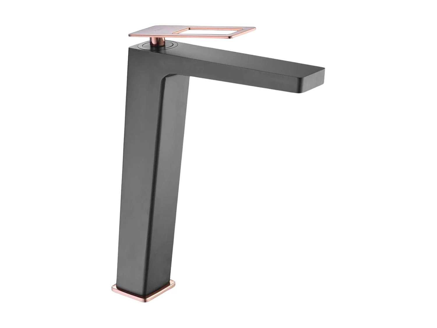 Mitigeur Lavabo Salle de Bain noir/or rose – Bec Haut Anti-Calcaire – Design Moderne - SUECIA IMEX