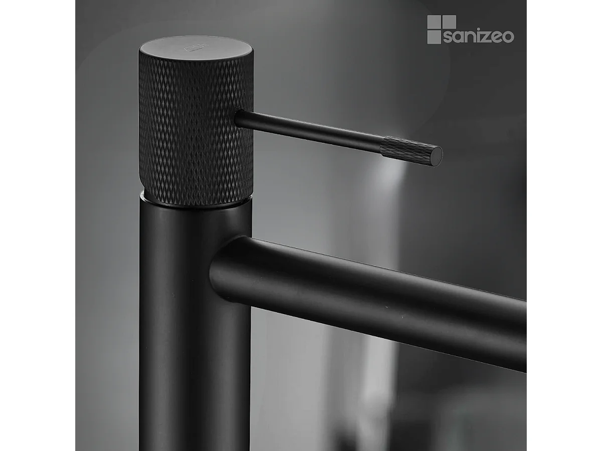 Mitigeur Lavabo Salle de Bain noir métal – Bec Haut Anti-Calcaire – Design moderne - LINE IMEX