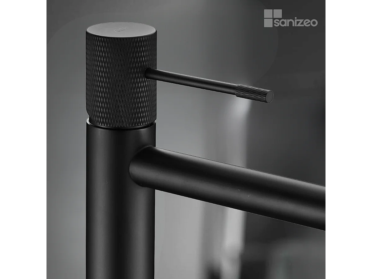 Mitigeur Lavabo Salle de Bain noir métal – Bec Haut Anti-Calcaire – Design moderne - LINE IMEX