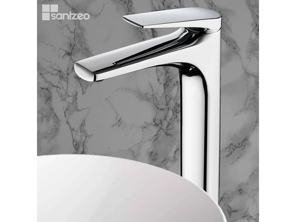 Mitigeur Lavabo Salle de Bain chromé – Bec Haut Anti-Calcaire – Design moderne - DELOS IMEX