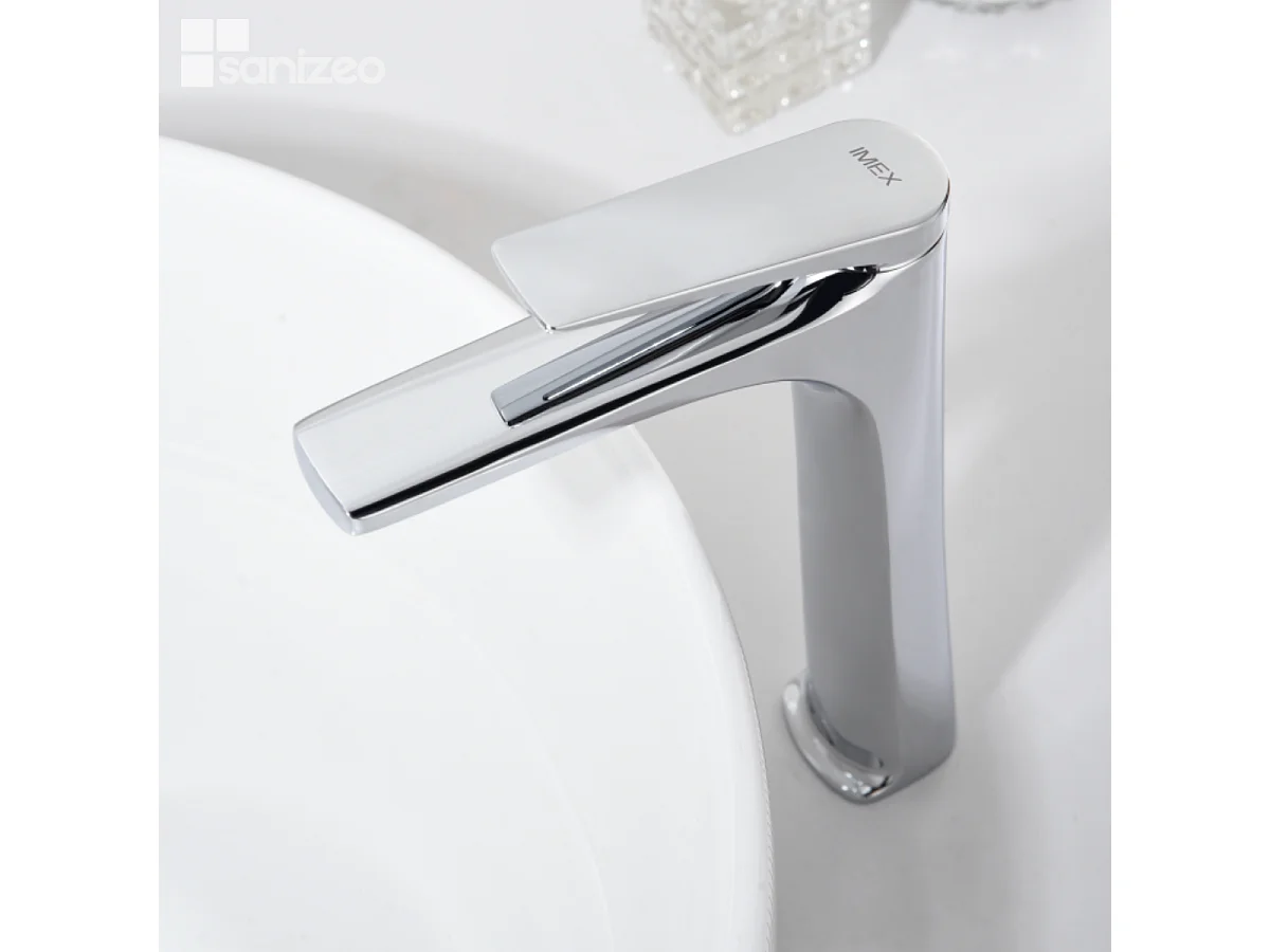 Mitigeur Lavabo Salle de Bain chromé – Bec Haut Anti-Calcaire – Design moderne - DELOS IMEX