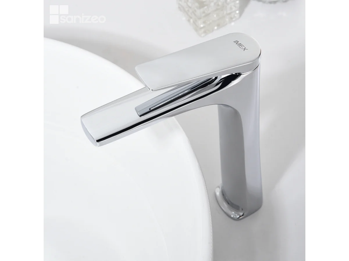 Mitigeur Lavabo Salle de Bain chromé – Bec Haut Anti-Calcaire – Design moderne - DELOS IMEX