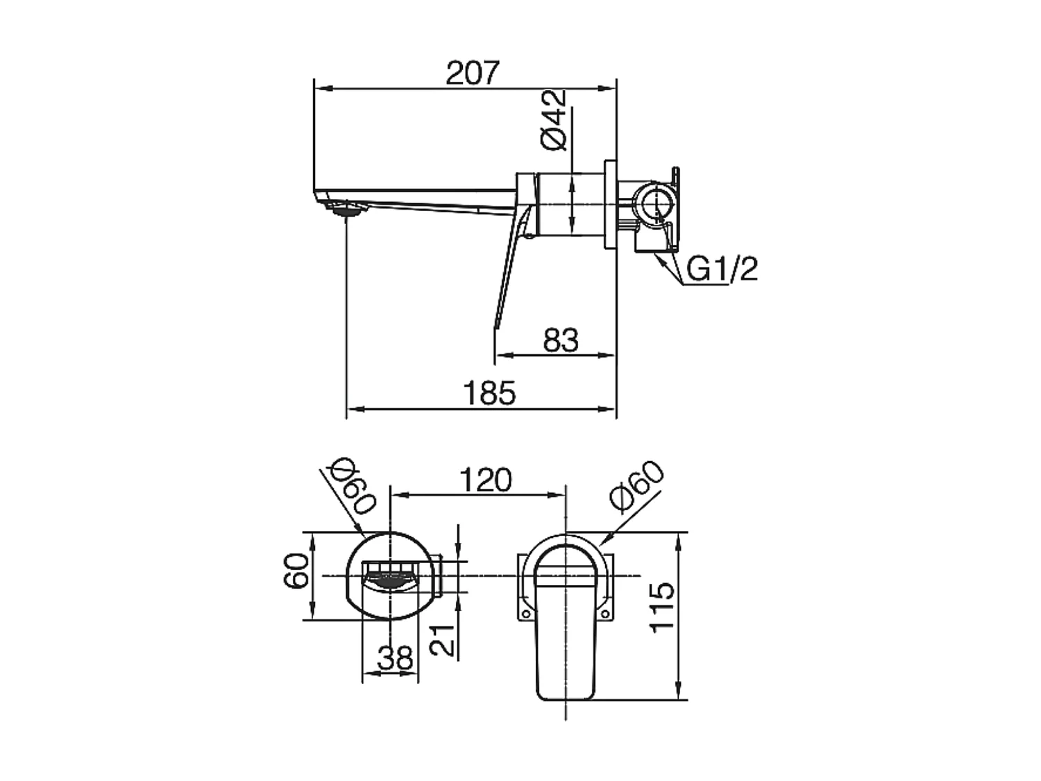 Mitigeur Lavabo Encastré Salle de Bain or brossé – Anti-Calcaire – Design Moderne - NAPOLES IMEX