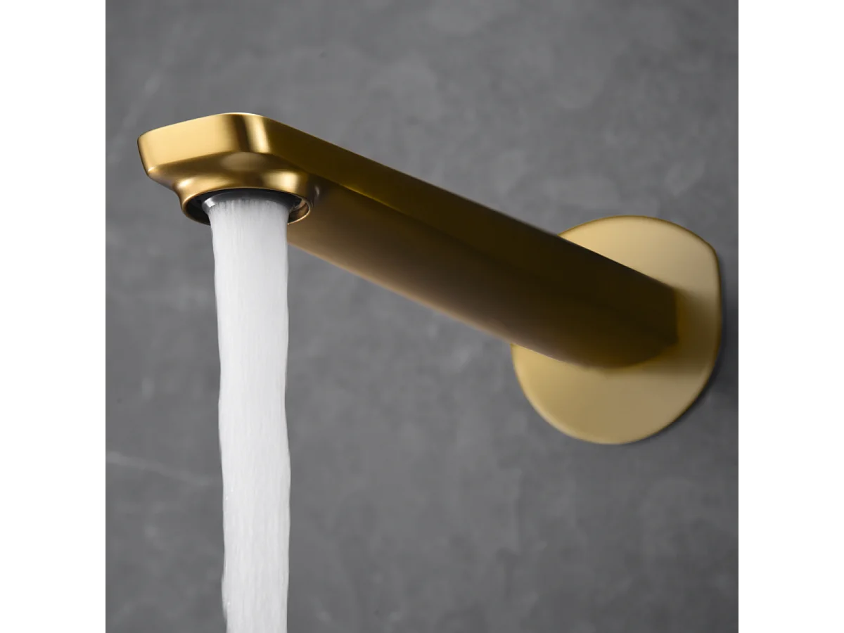 Mitigeur Lavabo Encastré Salle de Bain or brossé – Anti-Calcaire – Design Moderne - NAPOLES IMEX