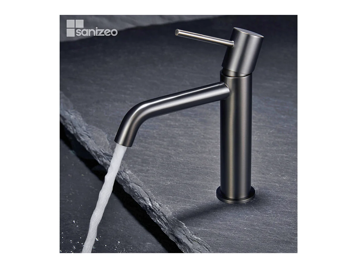 Robinet Mitigeur de Lavabo Anti-Calcaire Bec Bas Black Gun Métal IMEX MONZA BDM039-1BGM