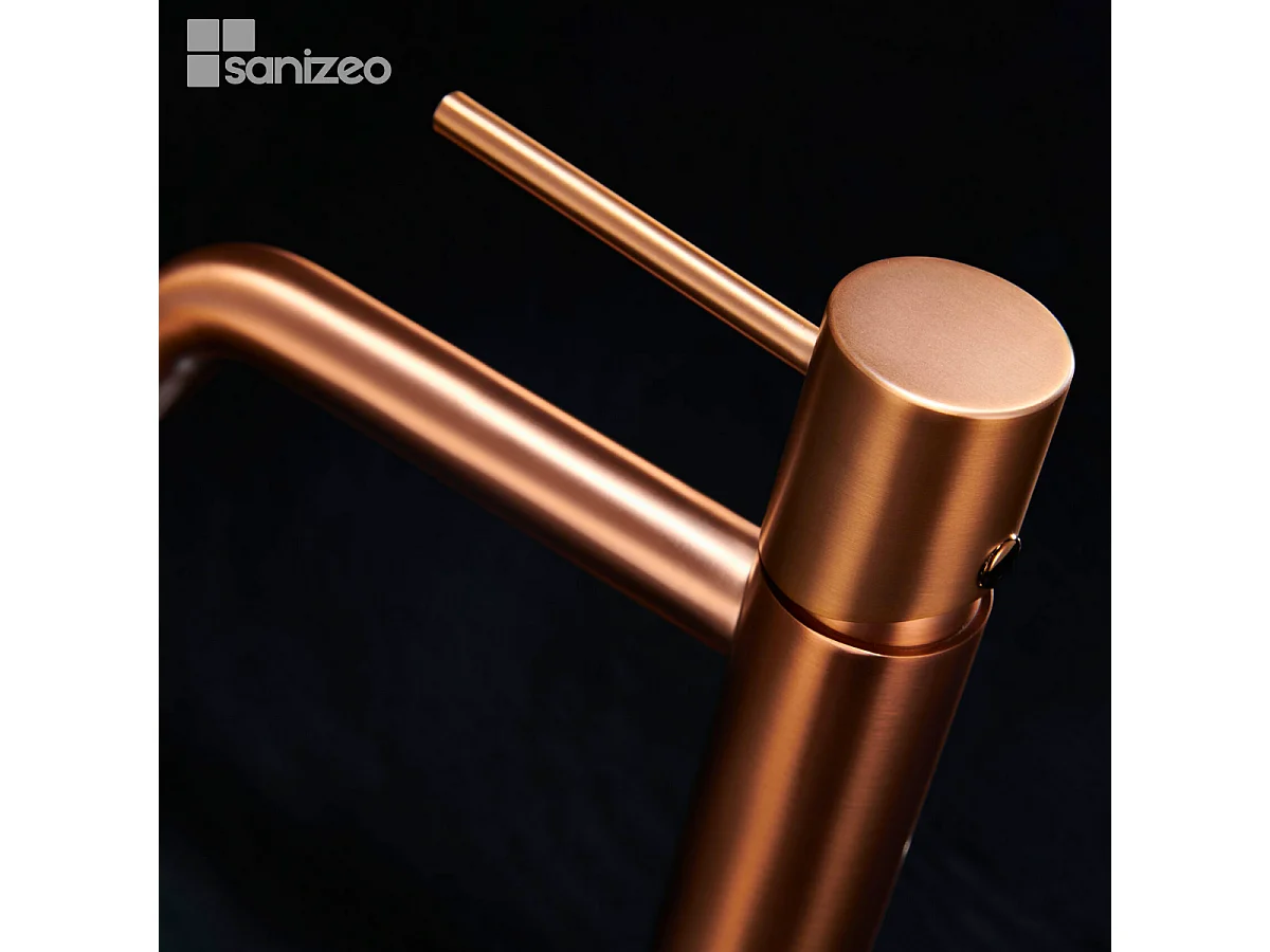 Robinet Mitigeur de Lavabo Anti-Calcaire Bec Bas Or Rose Cuivré IMEX MONZA BDM039-1ORC