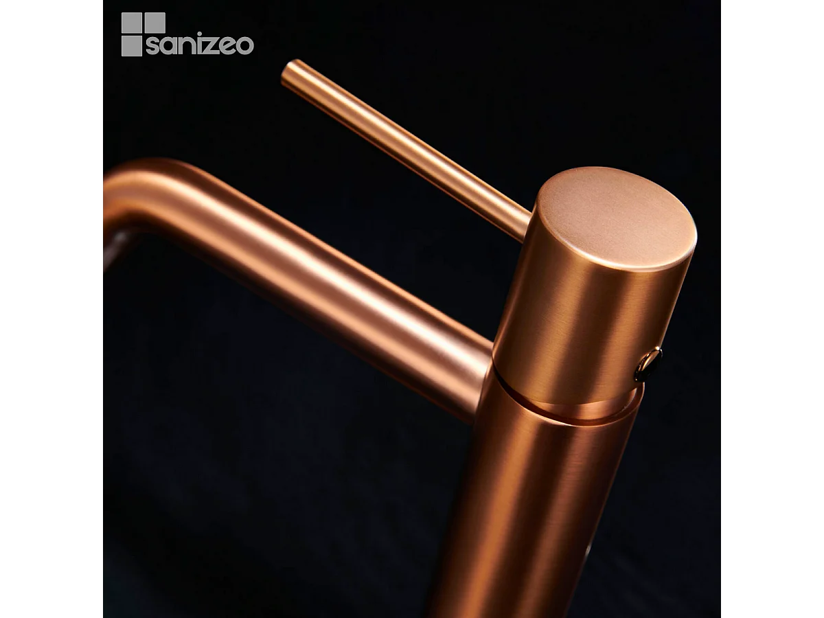 Robinet Mitigeur de Lavabo Anti-Calcaire Bec Bas Or Rose Cuivré IMEX MONZA BDM039-1ORC