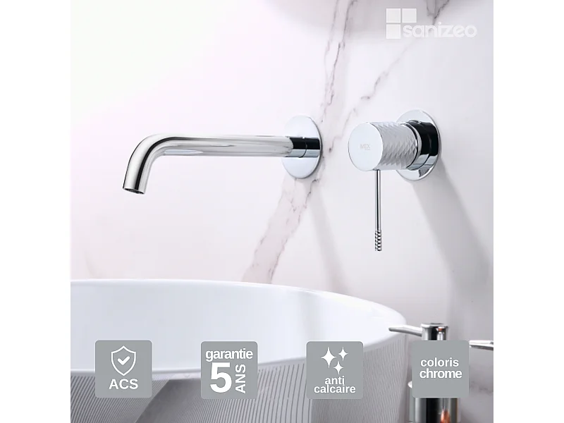 Mitigeur Lavabo Encastré Salle de Bain chromé – Anti-Calcaire – Design moderne - GENOVA IMEX