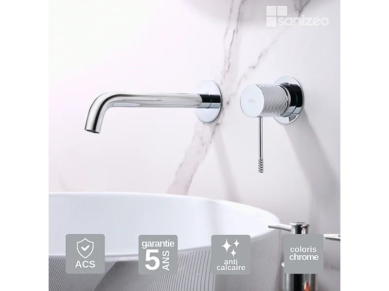 Mitigeur Lavabo Encastré Salle de Bain chromé – Anti-Calcaire – Design moderne - GENOVA IMEX