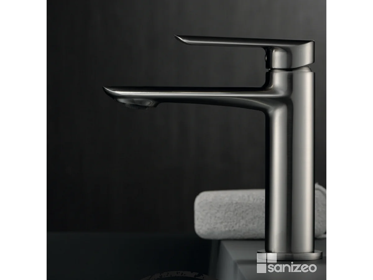 Mitigeur Lavabo Salle de Bain nickel brossé – Bec Bas Anti-Calcaire – Design moderne - URAL IMEX
