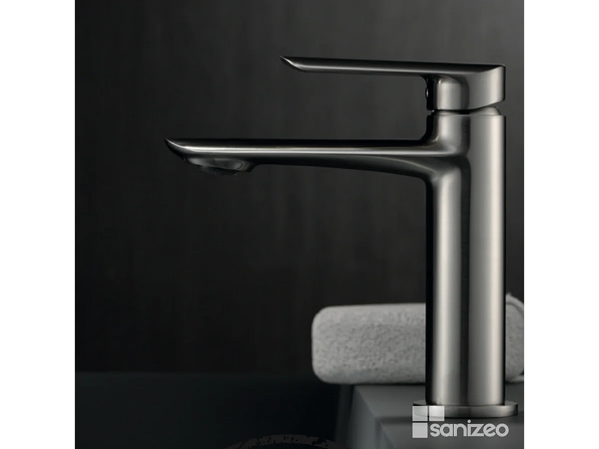 Mitigeur Lavabo Salle de Bain nickel brossé – Bec Bas Anti-Calcaire – Design moderne - URAL IMEX