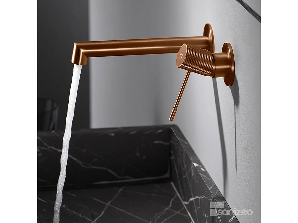 Mitigeur Lavabo Encastré Salle de Bain or rose cuivré – Anti-Calcaire – Design moderne - LINE IMEX