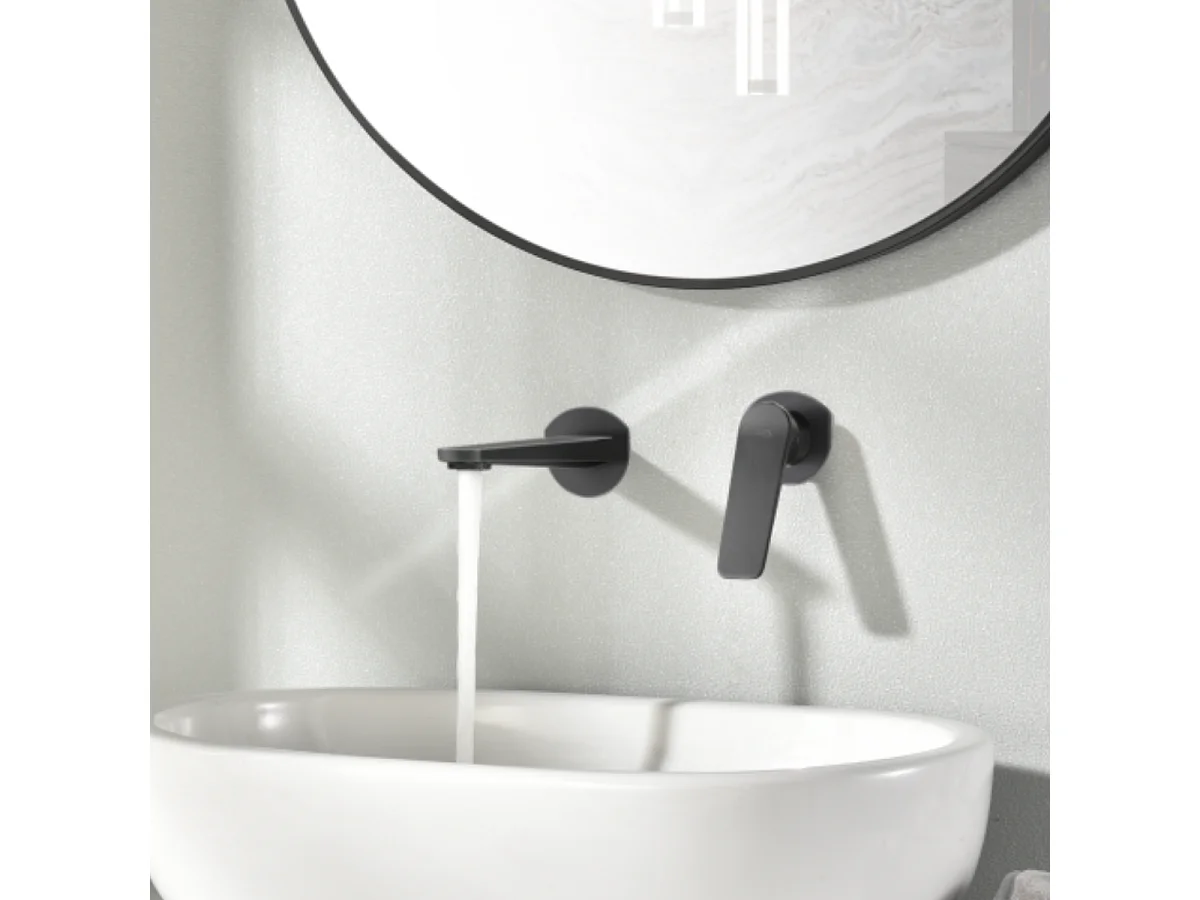 Mitigeur Lavabo Encastré Salle de Bain noir mat – Anti-Calcaire – Design Moderne - NAPOLES IMEX
