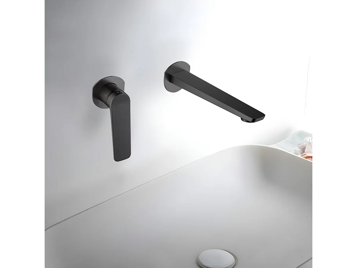 Mitigeur Lavabo Encastré Salle de Bain noir mat – Anti-Calcaire – Design Moderne - NAPOLES IMEX