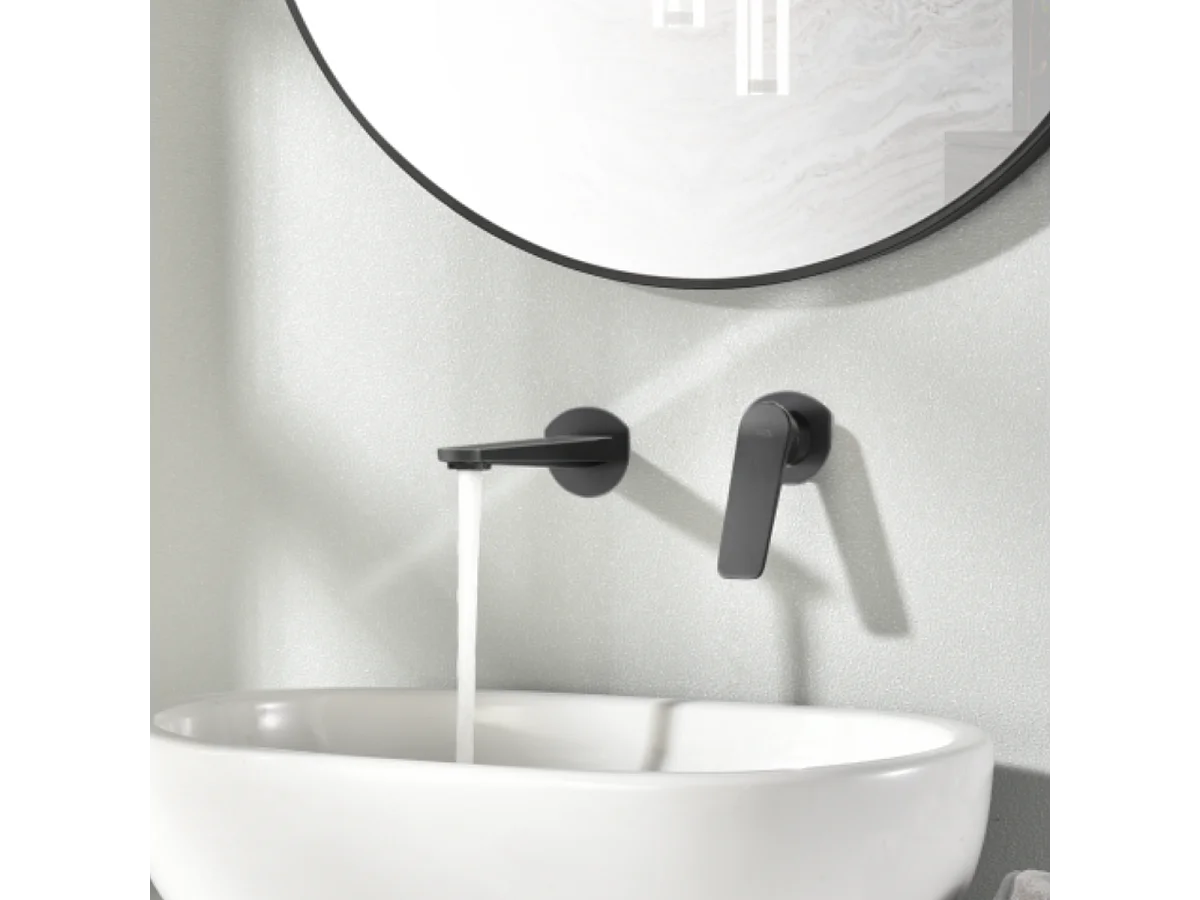 Mitigeur Lavabo Encastré Salle de Bain noir mat – Anti-Calcaire – Design Moderne - NAPOLES IMEX