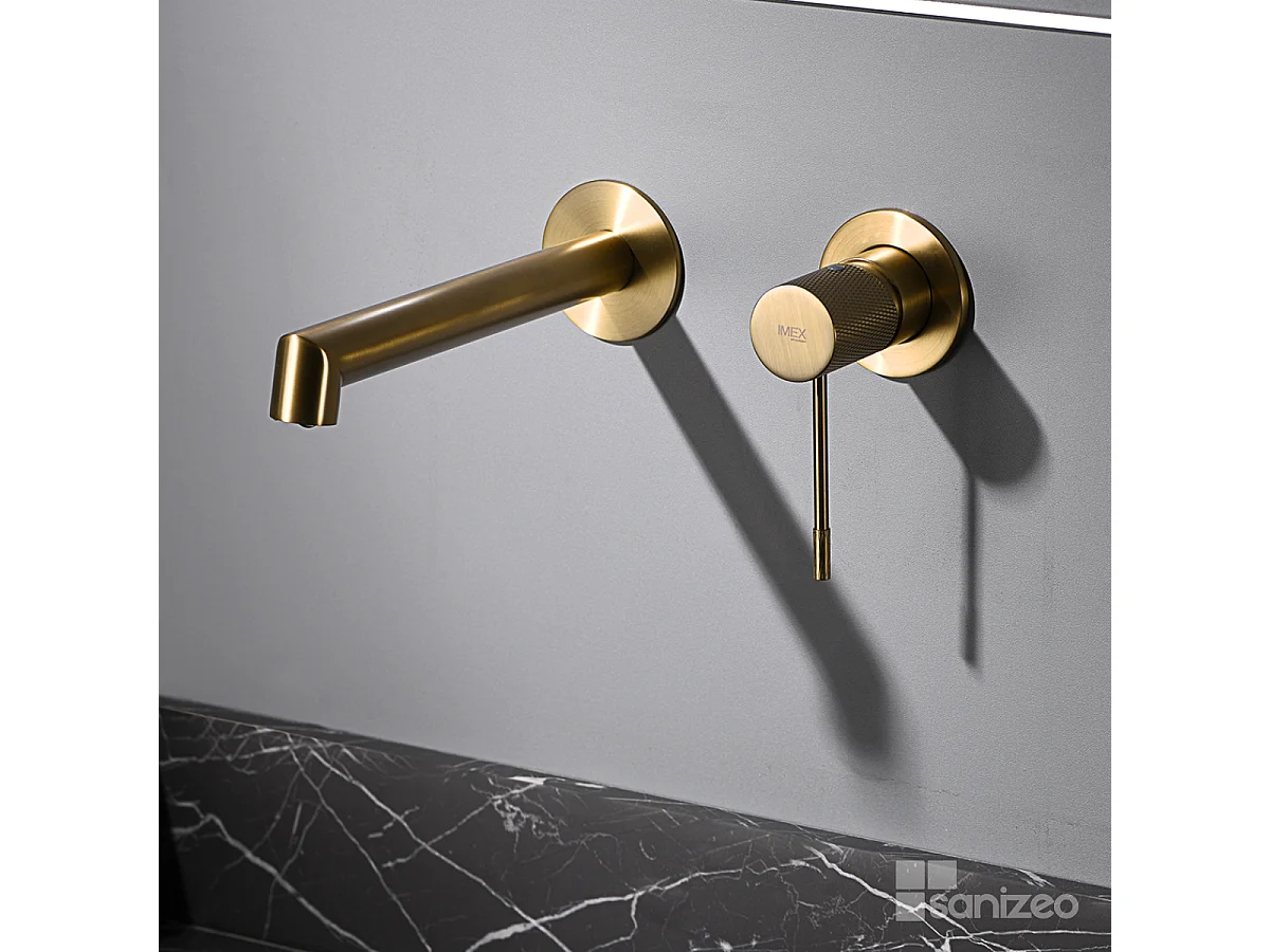 Mitigeur Lavabo Encastré Salle de Bain or brossé– Anti-Calcaire – Design moderne - LINE IMEX