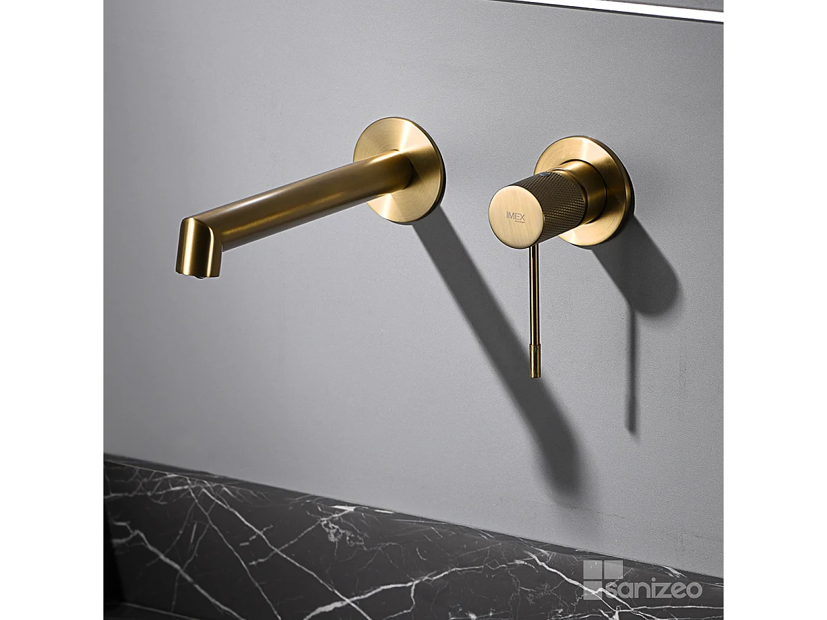 Mitigeur Lavabo Encastré Salle de Bain or brossé– Anti-Calcaire – Design moderne - LINE IMEX