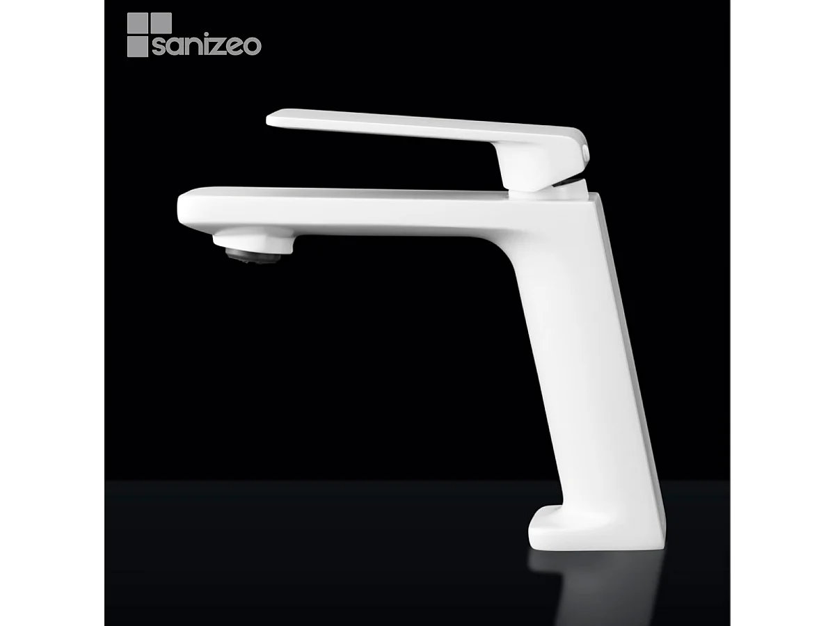 Mitigeur Lavabo Salle de Bain blanc mat – Bec Bas Anti-Calcaire – Design Moderne - FIYI IMEX