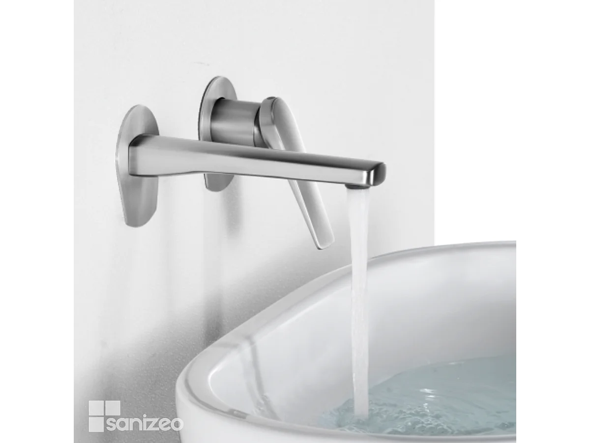 Mitigeur Lavabo Encastré Salle de Bain acier inoxydable – Anti-Calcaire – Design Moderne - DELOS IMEX