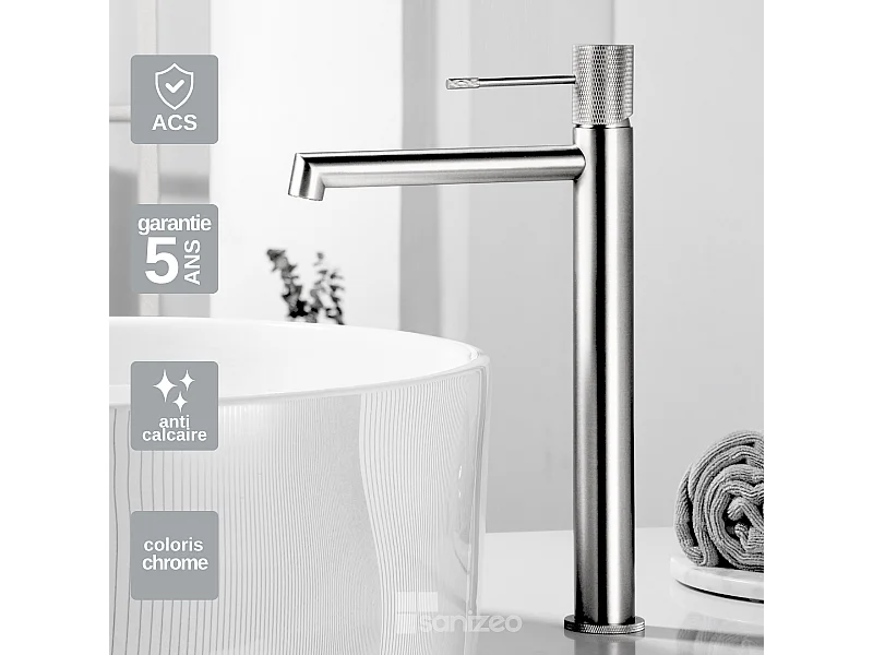 Mitigeur Lavabo Salle de Bain chromé – Bec Haut Anti-Calcaire – Design moderne - LINE IMEX
